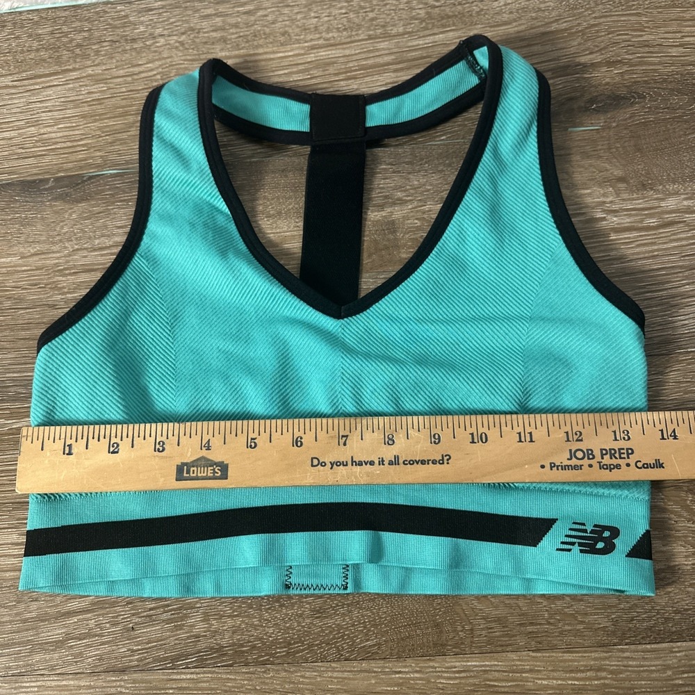 New Balance Sports Bra XL Teal Black Racerback Medium Impact Athletic Top